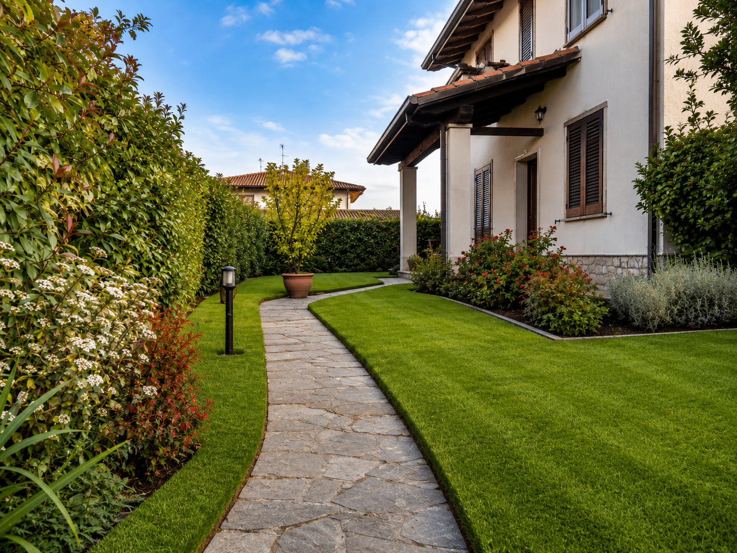 Giardino dopo l'intervento di manutenzione professionale
